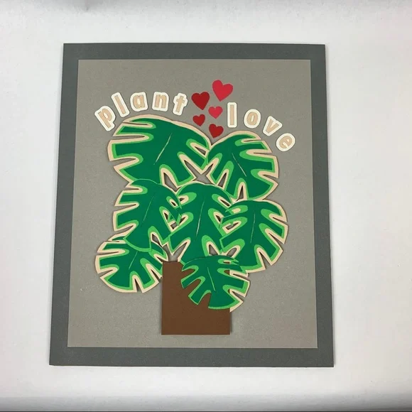 Plant love Monstera paper artwork wall hanging - Picture 2 of 11